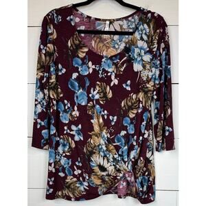 Yee Red 3/4 Sleeve Blouse Women's Size Medium